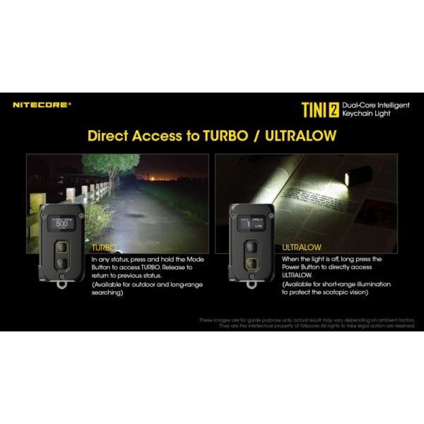 Nitecore TINI2, Lanternă Breloc, Reîncărcabilă USB-C, 500 Lumeni, 89 Metri