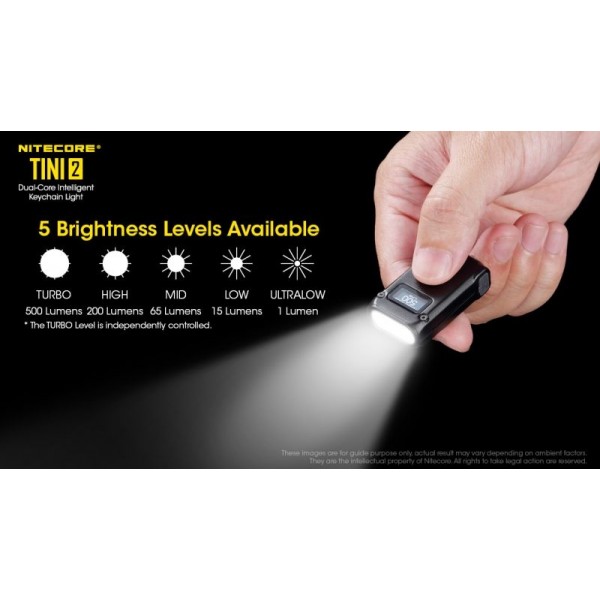 Nitecore TINI2, Lanternă Breloc, Reîncărcabilă USB-C, 500 Lumeni, 89 Metri