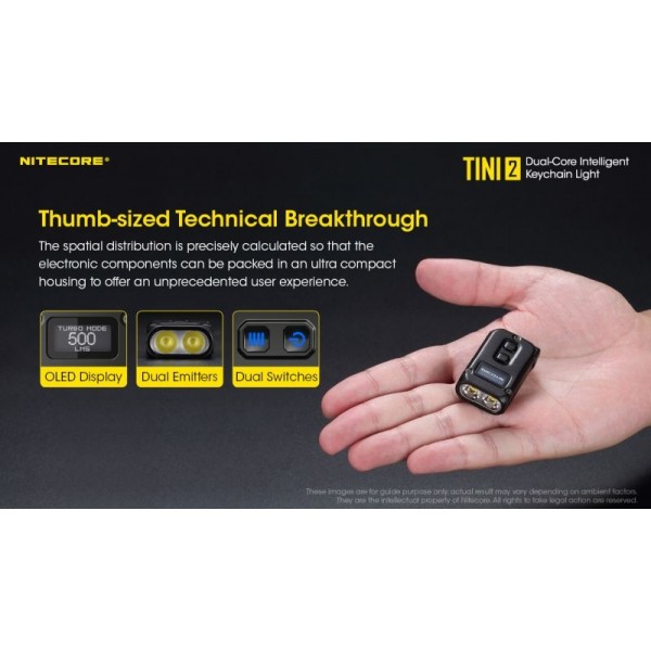 Nitecore TINI2, Lanternă Breloc, Reîncărcabilă USB-C, 500 Lumeni, 89 Metri