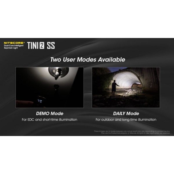 Nitecore TINI2 SS, Lanternă Breloc, Reîncărcabilă USB-C, 500 Lumeni, 89 Metri