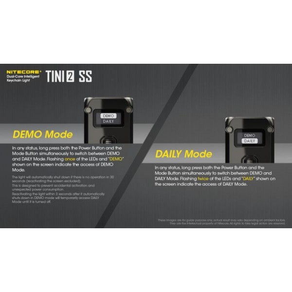 Nitecore TINI2 SS, Lanternă Breloc, Reîncărcabilă USB-C, 500 Lumeni, 89 Metri