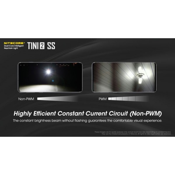 Nitecore TINI2 SS, Lanternă Breloc, Reîncărcabilă USB-C, 500 Lumeni, 89 Metri