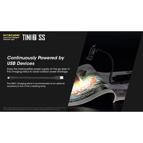 Nitecore TINI2 SS, Lanternă Breloc, Reîncărcabilă USB-C, 500 Lumeni, 89 Metri
