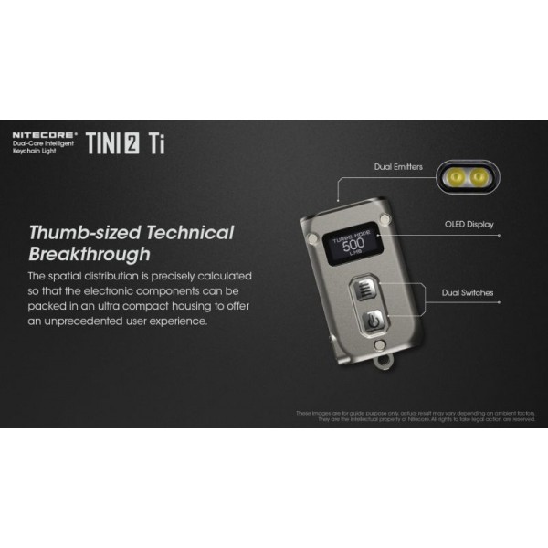 Nitecore TINI2 Ti, Lanternă Breloc, Reîncărcabilă USB-C, 500 Lumeni, 89 Metri