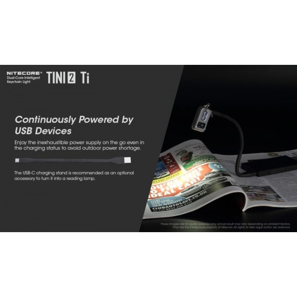 Nitecore TINI2 Ti, Lanternă Breloc, Reîncărcabilă USB-C, 500 Lumeni, 89 Metri