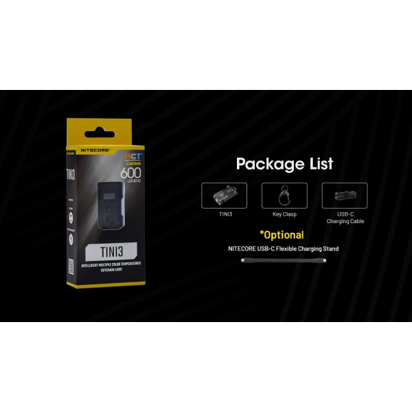 Nitecore TINI3, Lanterna Breloc, Reincarcabila USB-C, 600 Lumeni, 90 Metri www.easylight.ro