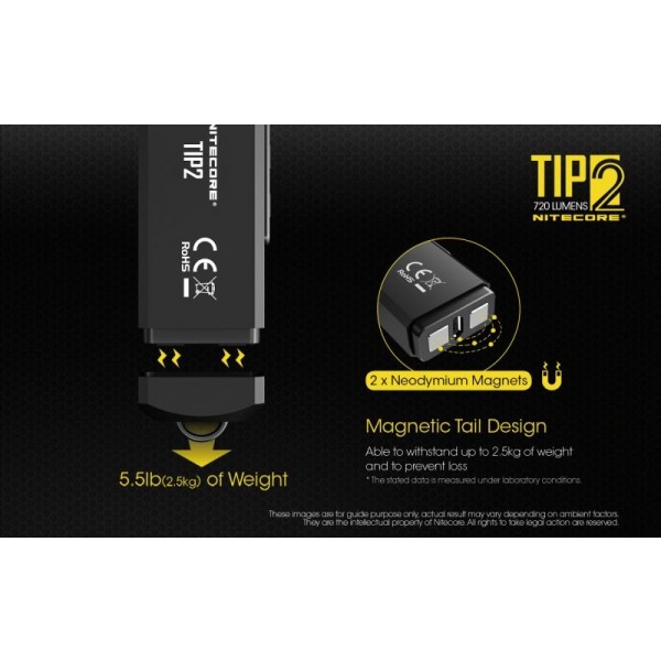 Nitecore TIP2, Lanternă, Reîncărcabilă USB, 720 Lumeni, 93 Metri