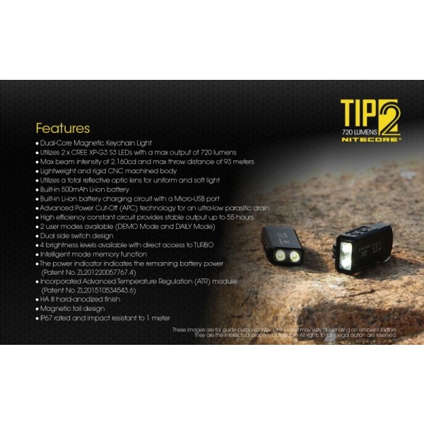 Nitecore TIP2, Lanternă, Reîncărcabilă USB, 720 Lumeni, 93 Metri