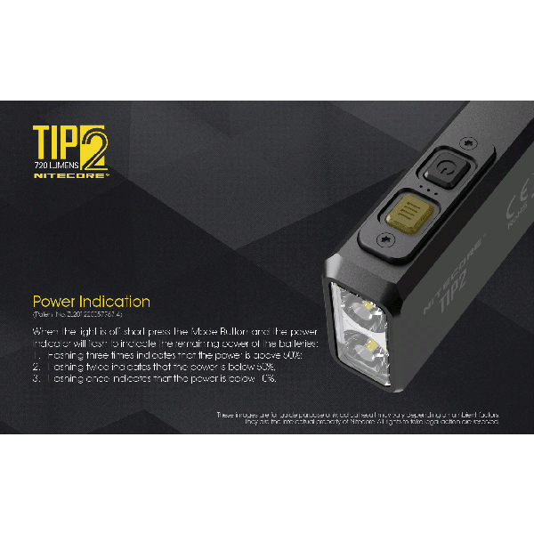 Nitecore TIP2, Lanternă, Reîncărcabilă USB, 720 Lumeni, 93 Metri