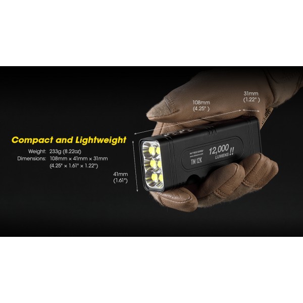 Nitecore TM12K, Lanterna Profesionala, Reincarcabila USB-C, 12000 Lumeni, 250 Metri www.easylight.ro