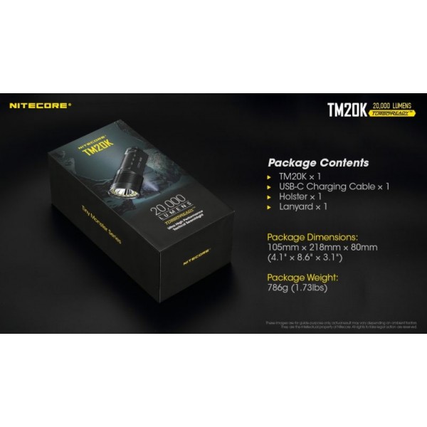 Nitecore TM20K, Lanternă Profesională, Reîncărcabilă USB-C, 20 000 Lumeni, 290 Metri
