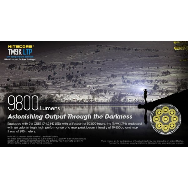 Nitecore TM9K LTP, Lanternă Profesională, Reîncărcabilă USB-C, 9800 Lumeni, 280 Metri 