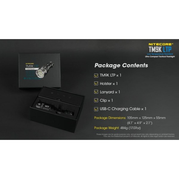 Nitecore TM9K LTP, Lanternă Profesională, Reîncărcabilă USB-C, 9800 Lumeni, 280 Metri 