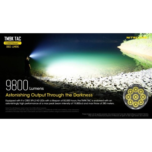 Nitecore TM9K TAC, Lanternă Profesională, Reîncărcabilă USB-C, 9800 Lumeni, 280 Metri