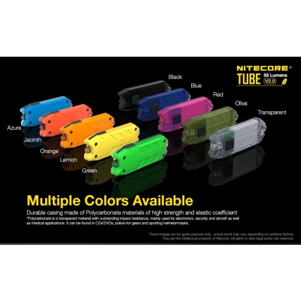 Nitecore Tube V2.0, Lanterna Breloc, Reîncărcabilă USB, Transparent, 55 Lumeni, 25 Metri