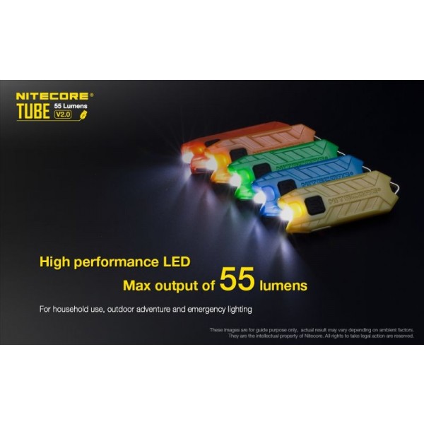 Nitecore Tube V2.0, Lanterna Breloc, Reîncărcabilă USB, Transparent, 55 Lumeni, 25 Metri