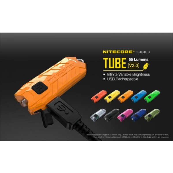 Nitecore Tube V2.0, Lanterna Breloc, Reîncărcabilă USB, Transparent, 55 Lumeni, 25 Metri
