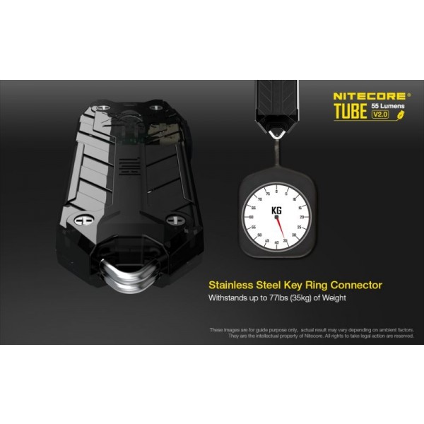 Nitecore Tube V2.0, Lanterna Breloc, Reîncărcabilă USB, Transparent, 55 Lumeni, 25 Metri