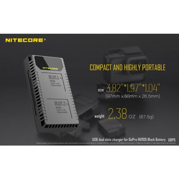 Nitecore UGP5, Încărcător USB Pentru GoPro Hero5 Black Battery