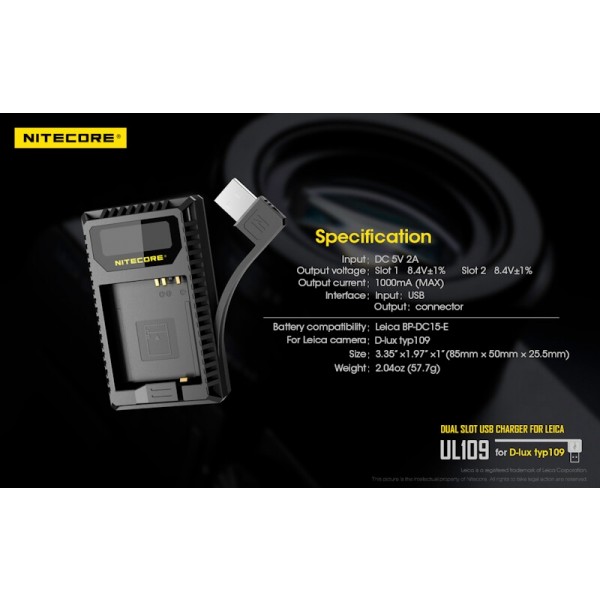 Nitecore UL109, Încărcător USB Pentru Camera Leica