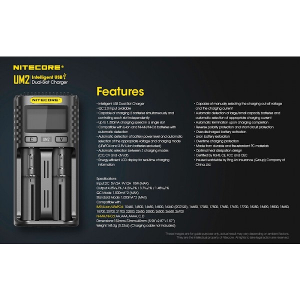 Nitecore UM2, Incarcator USB