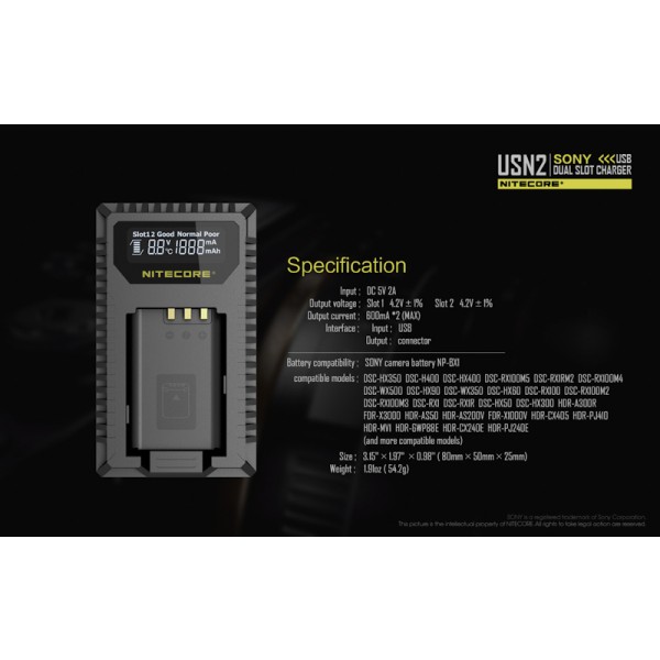 Nitecore USN2, Încărcător USB Acumulatori