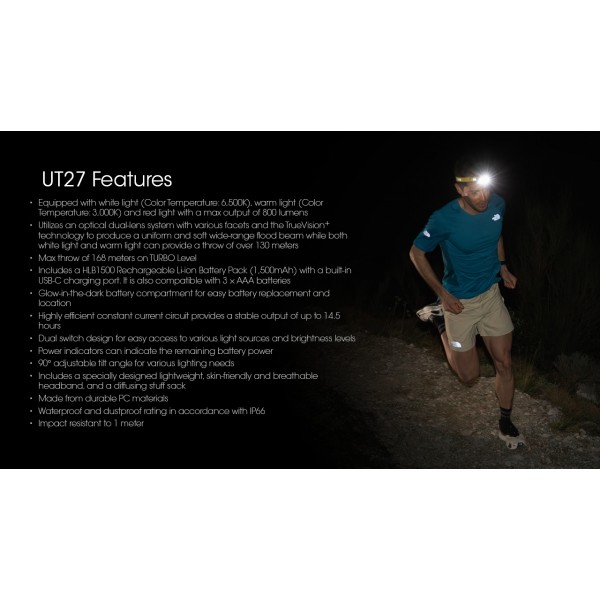 Nitecore UT27 UHE, Lanterna Frontala, Reincarcabila USB-C, 800 Lumeni, 168 Metri www.easylight.ro