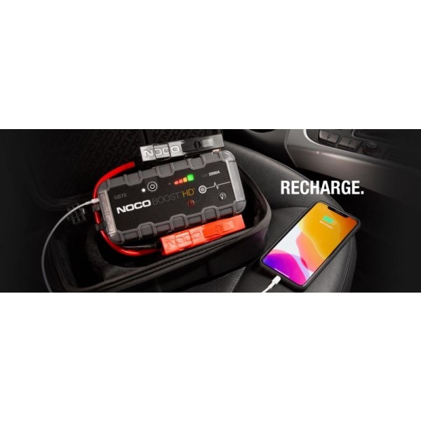 Noco GB70 BOOST HD, Robot de pornire Jump Starter auto 12V Lithium 2000A, Powerbank și Lanternă
