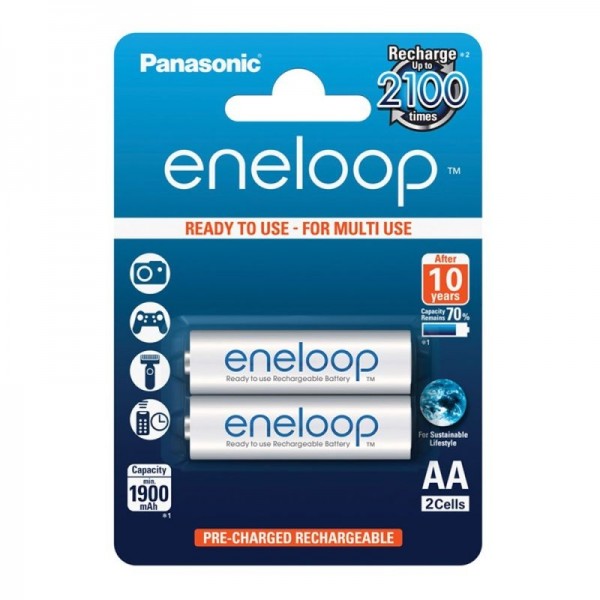 Panasonic Eneloop BK-3MCCE/2BE, Acumulatori AA/R6, 1900 mAh, NiMH, Blister 2