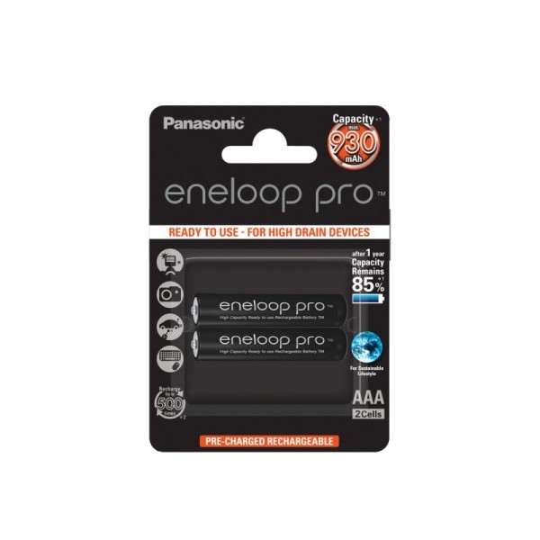 Panasonic Eneloop Pro BK-4HCDE/2BE, Acumulatori AAA, 930 mAh, NiMH, Blister 2