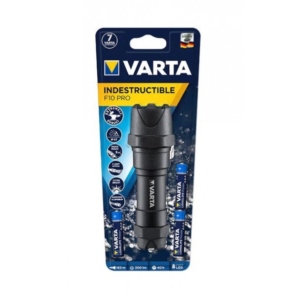Varta 18710 Indestructible F10 Pro, Lanternă, 300 Lumeni, 183 Metri
