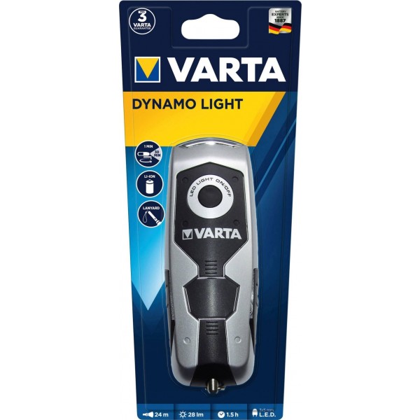 Varta 17680 Dynamo Light, Lanternă 28 Lumeni, 24 Metri