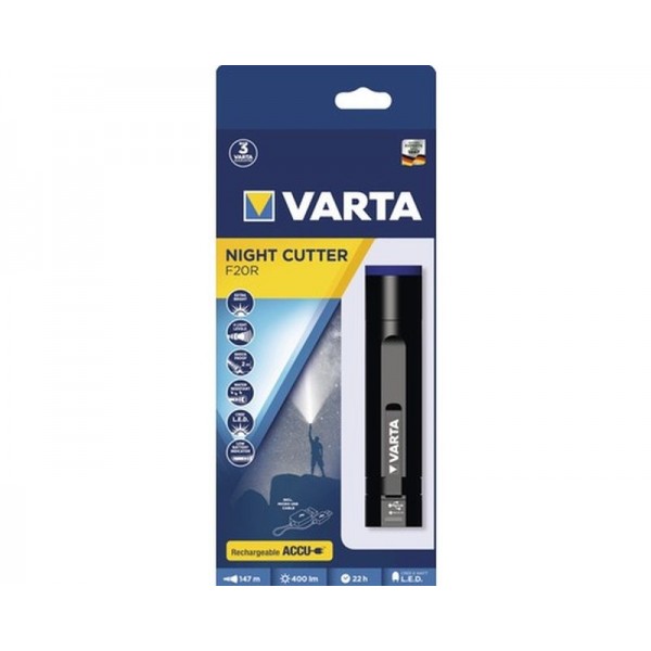 Varta 18900 Night Cutter F20R, Lanternă, Reîncărcabilă USB, 400 Lumeni, 147 Metri
